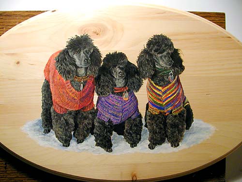 3 Poodles Wood Oval