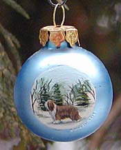 Tiny glass ornament - Bearded Collie