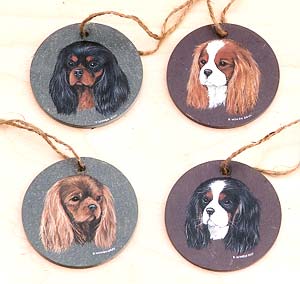 Round painted slates - Cavalier King Charles Spaniels