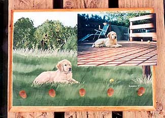 Leash Rack with pegs - Golden Retriever puppy