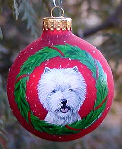 Large glass ornaments - West Highland White Terrier