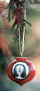 Turned Hardwood Ornament - Tibetan Terrier